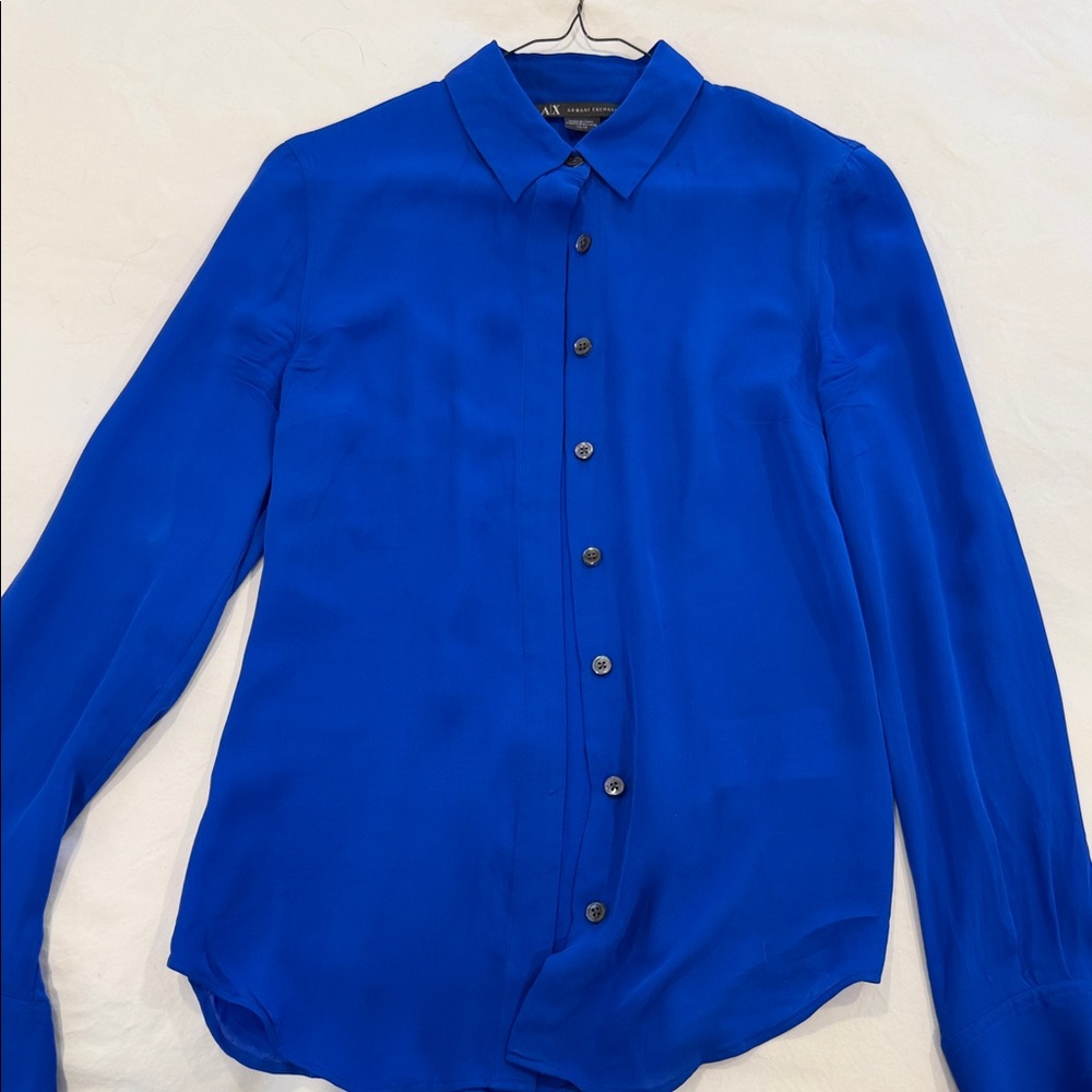 Armani Exchange Women's Blue Button Down Shirt